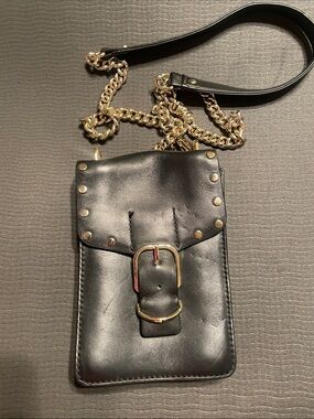 Black Leather Crossbody Phone Pouch by Rebecca Minkoff